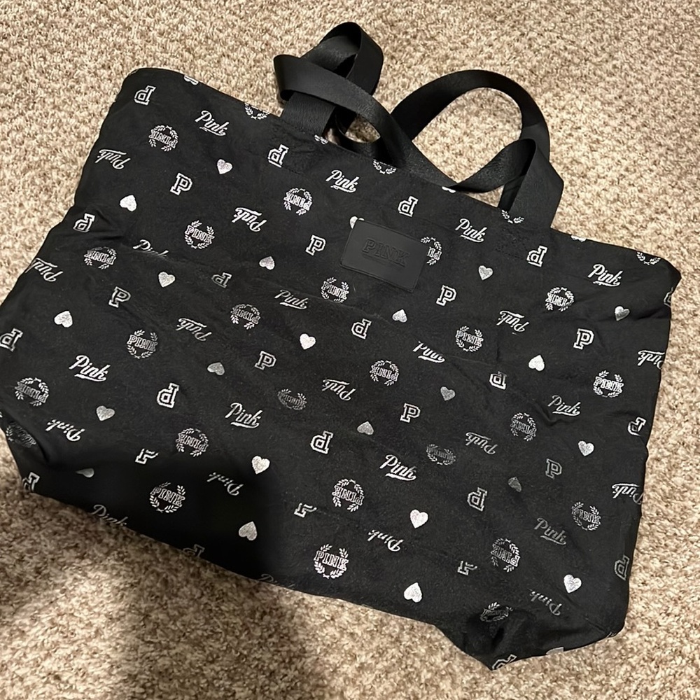 VS PINK black/silver tote bag NWT